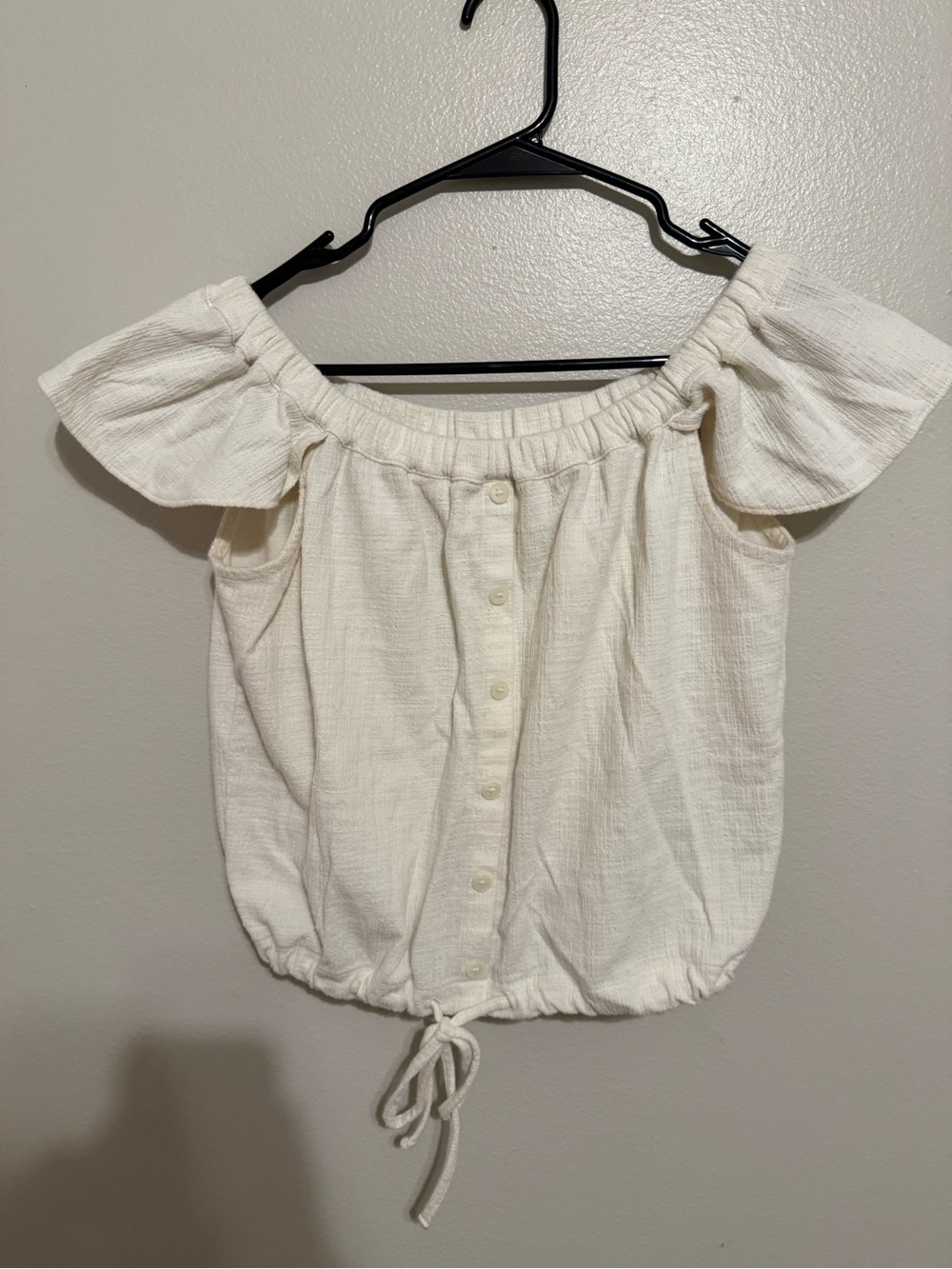 Madewell Cream Off-Shoulder Button Front Blouse